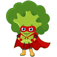 Superhero Broccoli Classroom Vegetable Transparent Sticker